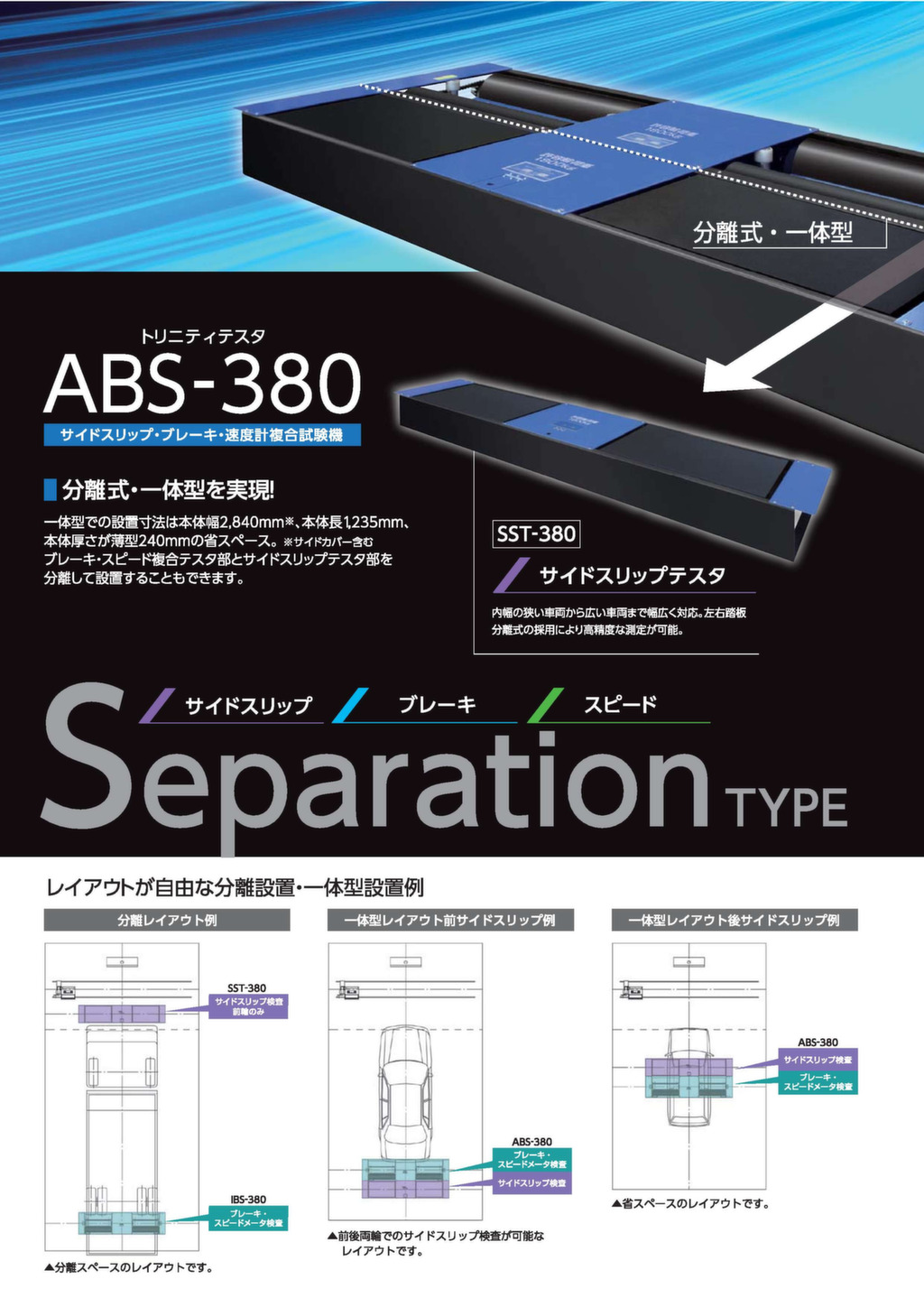 サイドスリップ・ブレーキ・速度計複合試験機/ABS-380 – 株式会社イヤサカ